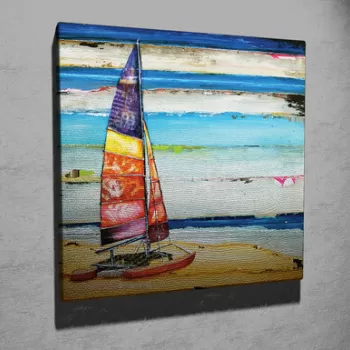 Tablou decorativ, KC211, Canvas, Lemn, Multicolor imagine