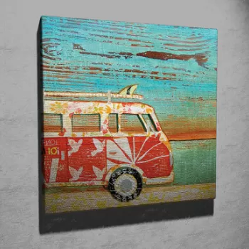 Tablou decorativ, KC212, Canvas, Lemn, Multicolor imagine