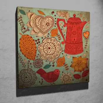 Tablou decorativ, KC225, Canvas, Lemn, Multicolor imagine