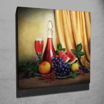 Tablou decorativ, KC231, Canvas, Lemn, Multicolor imagine