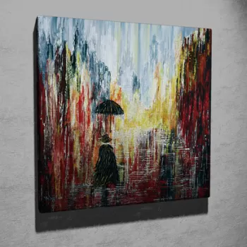 Tablou decorativ, KC253, Canvas, Lemn, Multicolor imagine