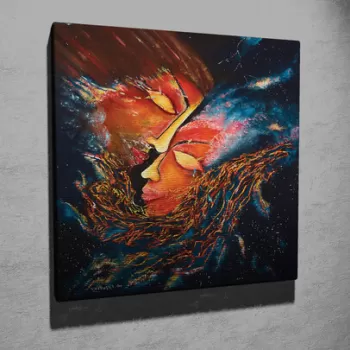 Tablou decorativ, KC254, Canvas, Lemn, Multicolor imagine