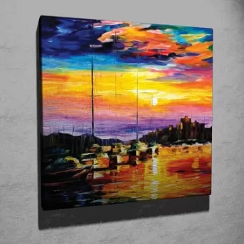 Tablou decorativ, KC266, Canvas, Lemn, Multicolor imagine