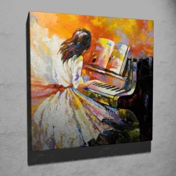 Tablou decorativ, KC273, Canvas, Lemn, Multicolor imagine