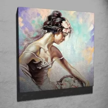 Tablou decorativ, KC275, Canvas, Lemn, Multicolor imagine
