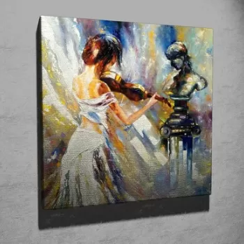 Tablou decorativ, KC276, Canvas, Lemn, Multicolor imagine