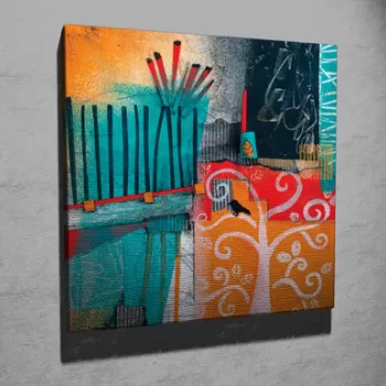 Tablou decorativ, KC292, Canvas, Lemn, Multicolor imagine