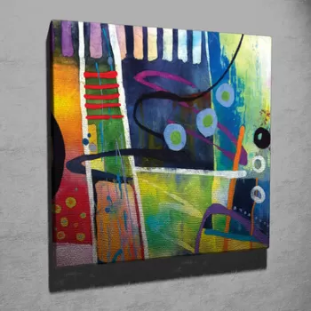 Tablou decorativ, KC293, Canvas, Lemn, Multicolor imagine
