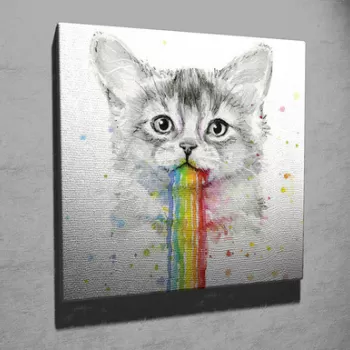 Tablou decorativ, KC305, Canvas, Lemn, Multicolor imagine