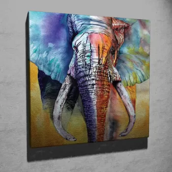 Tablou decorativ, KC306, Canvas, Lemn, Multicolor imagine