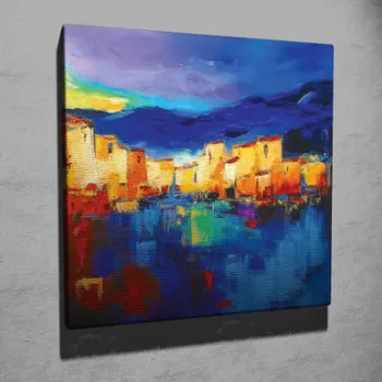 Tablou decorativ, KC308, Canvas, Lemn, Multicolor imagine