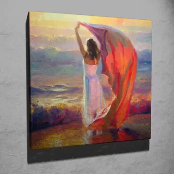 Tablou decorativ, KC310, Canvas, Lemn, Multicolor imagine