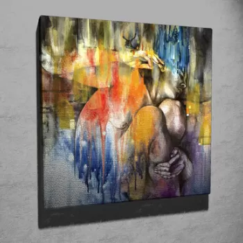 Tablou decorativ, KC315, Canvas, Lemn, Multicolor imagine