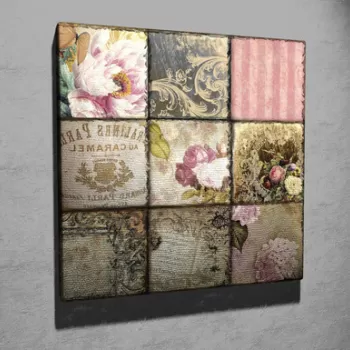 Tablou decorativ, KC323, Canvas, Lemn, Multicolor imagine
