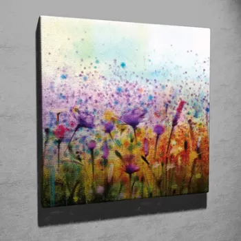 Tablou decorativ, KC326, Canvas, Lemn, Multicolor imagine