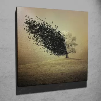 Tablou decorativ, KC328, Canvas, Lemn, Multicolor imagine