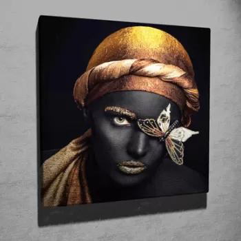 Tablou decorativ, KC335, Canvas, Lemn, Multicolor imagine