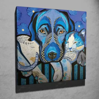 Tablou decorativ, KC340, Canvas, Lemn, Multicolor imagine