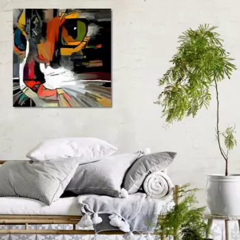 Tablou decorativ, KC400, 60% bumbac/40% poliester, Rama de lemn, Multicolor imagine