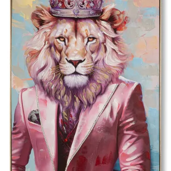 Tablou decorativ King-A, Mauro Ferretti, 82x122 cm, metal/lemn de brad/canvas, multicolor imagine