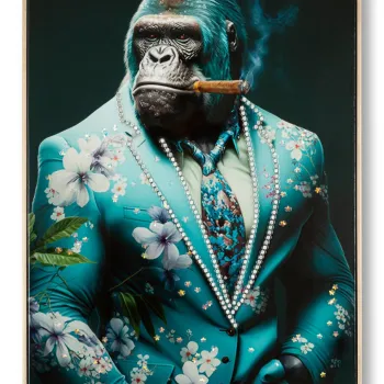 Tablou decorativ Kongy-A, Mauro Ferretti, 62x92 cm, metal/lemn de brad/canvas, multicolor imagine