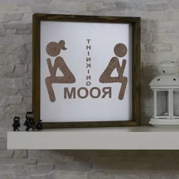 Tablou decorativ, KZM030, MDF, Decupat cu laser, Maro/Alb imagine