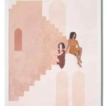 Tablou decorativ Lady -B, Mauro Ferretti, 80x100 cm, lemn pin/canvas pictat manual imagine