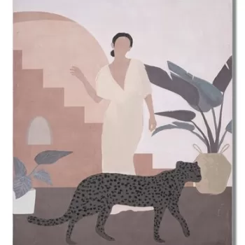 Tablou decorativ Lady -C, Mauro Ferretti, 80x100 cm, lemn pin/canvas pictat manual imagine