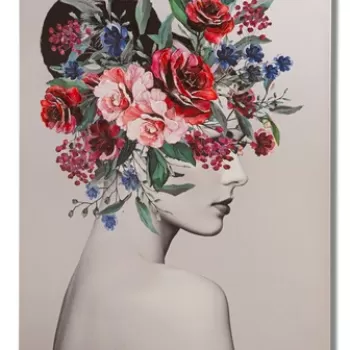 Tablou decorativ Lady Flower -A, Mauro Ferretti, 80 x 120 cm, lemn de pin/canvas imagine
