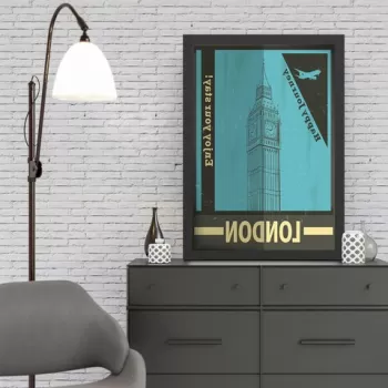 Tablou decorativ, London 2 (35 x 45), MDF , Polistiren, Turcoaz/Negru imagine