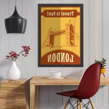 Tablou decorativ, London (55 x 75), MDF , Polistiren, Galben / Portocaliu imagine