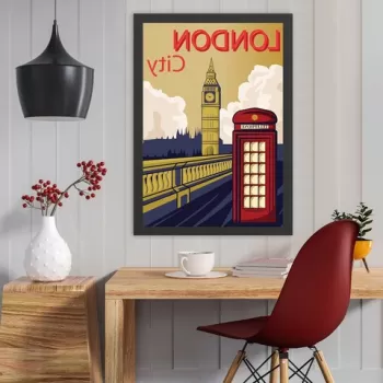 Tablou decorativ, London City (35 x 45), MDF , Polistiren, Multicolor imagine