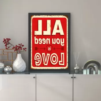 Tablou decorativ, Love (40 x 55), MDF , Polistiren, Rosu / Crem imagine