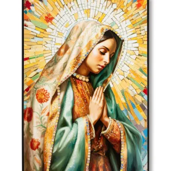 Tablou decorativ Madonna -A, Mauro Ferretti, 72x102 cm, lemn de pin/canvas pictat si lacuit, multicolor imagine