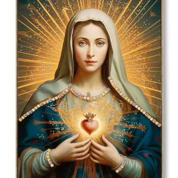 Tablou decorativ Madonna -B, Mauro Ferretti, 72x102 cm, lemn de pin/canvas pictat si lacuit, multicolor imagine