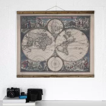 Tablou decorativ, Map111, Lemn, Piele ecologica, Multicolor imagine