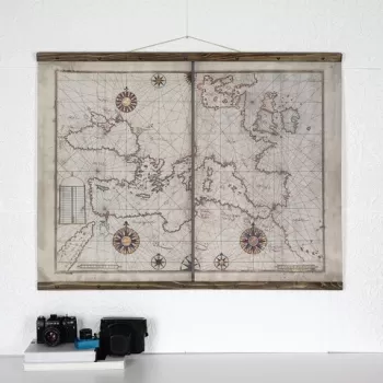 Tablou decorativ, Map117, Lemn, Piele ecologica, Multicolor imagine