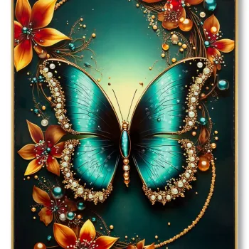 Tablou decorativ, Mauro Ferretti, Butterfly -A, 70x100 cm, lemn de pin/canvas, multicolor imagine