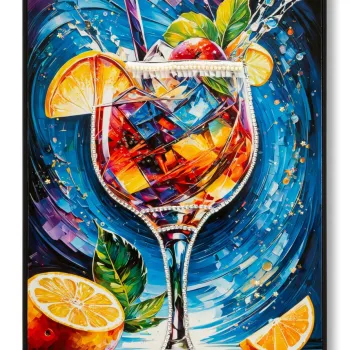 Tablou decorativ, Mauro Ferretti, Cocktail -B, 62x92 cm, lemn de pin/canvas, multicolor imagine
