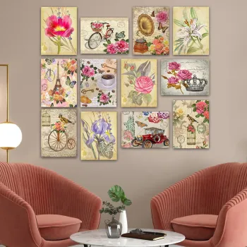 Tablou decorativ MDF, 12MDF31YS, MDF, Dimensiune: 20 x 15 cm (12 bucati), Multicolor imagine
