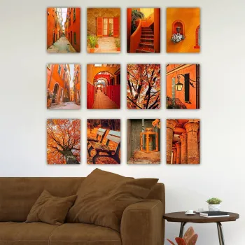 Tablou decorativ MDF, 12MDF38YS, MDF, Dimensiune: 20 x 15 cm (12 bucati), Multicolor imagine