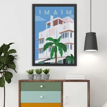 Tablou decorativ, Miami (35 x 45), MDF , Polistiren, Multicolor imagine