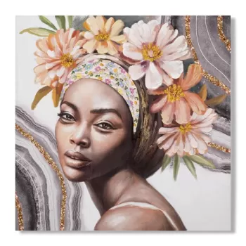 Tablou decorativ, Naomi -A, Mauro Ferretti, 100 x 100 cm, canvas imprimat si pictat/lemn de pin, multicolor imagine