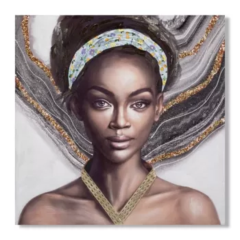 Tablou decorativ, Naomi -B, Mauro Ferretti, 100 x 100 cm, canvas imprimat si pictat/lemn de pin, multicolor imagine