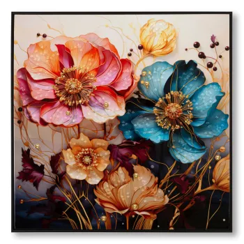 Tablou decorativ Narcy-A, Mauro Ferretti, 82x82 cm, metal/lemn de brad/canvas, multicolor imagine