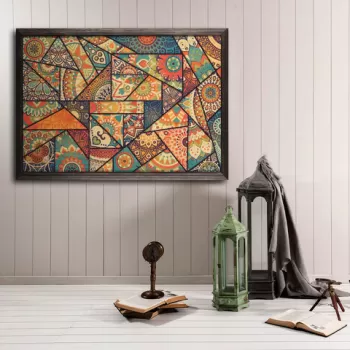 Tablou decorativ, Patchwork, Lemn, Lemn, Multicolor imagine