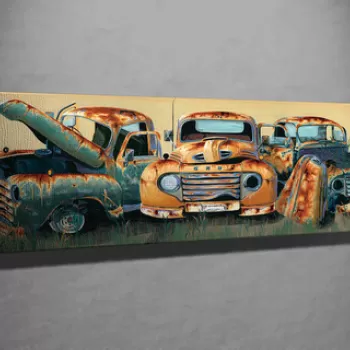 Tablou decorativ, PC145, Canvas, Lemn, Multicolor imagine