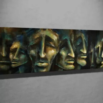 Tablou decorativ, PC172, Canvas, Lemn, Multicolor imagine