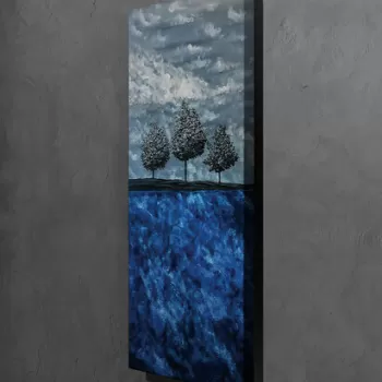 Tablou decorativ, PC177, Canvas, Lemn, Multicolor imagine