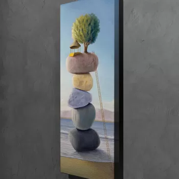 Tablou decorativ, PC179, Canvas, Lemn, Multicolor imagine